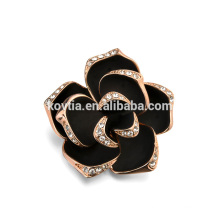 2016 broche de broche de moda broche de rosa preta handmade com cristal para o vestido